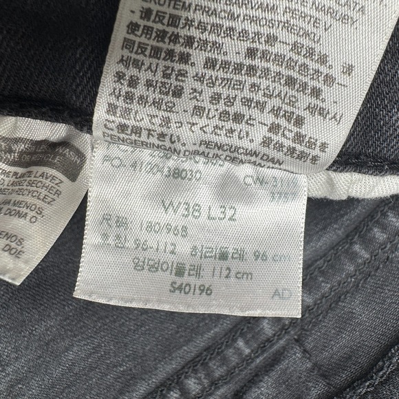 Levi's 512 Distressed Jeans Black Grunge Denim Straight Leg Men's Size 38x32 - Picture 6 of 15